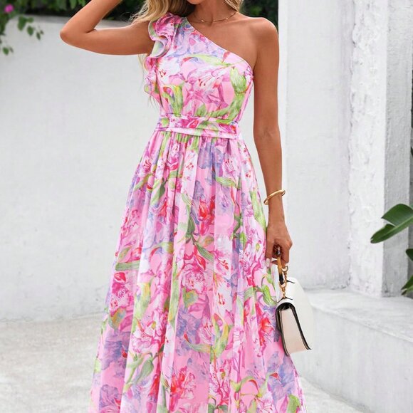 Dresses & Skirts - Pink Casual Women's Floral Maxi Dress